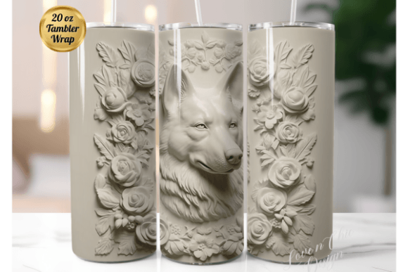 3D German Shepherd 20oz Tumbler PNG