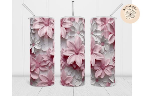 Discover the Versatility of 20oz 3D Pink Flower Tumbler Paper Art1