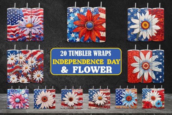 Embrace the Spirit of Freedom with 3D Flower Independence Day Tumbler Wraps