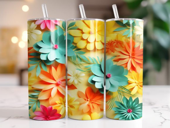 Enhance Your Brand with 3D Summer Flowers Tumbler Wrap