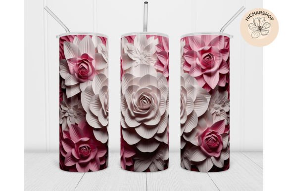 Enhance Your Tumbler Designs with 3D Pink Flower Art