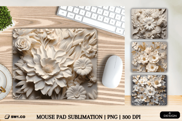 Enhance Your Workspace with 3D White Flower Mouse Pad