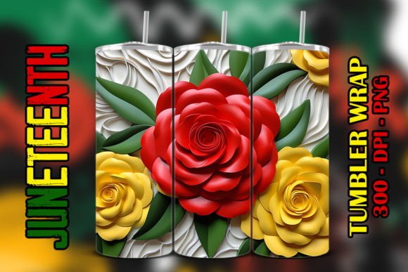 Explore the 3D Camellia Juneteenth Tumbler 3