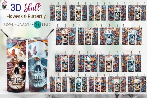 Explore the Unique 3D Skull Butterfly Tumbler Wrap Bundle
