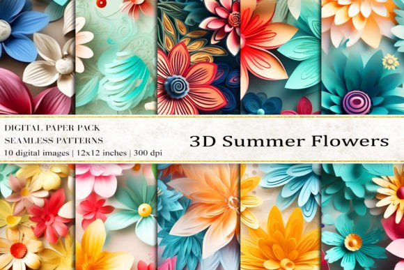 Exploring 3D Summer Flowers Digital Papers: A Versatile and Vibrant Design Solution