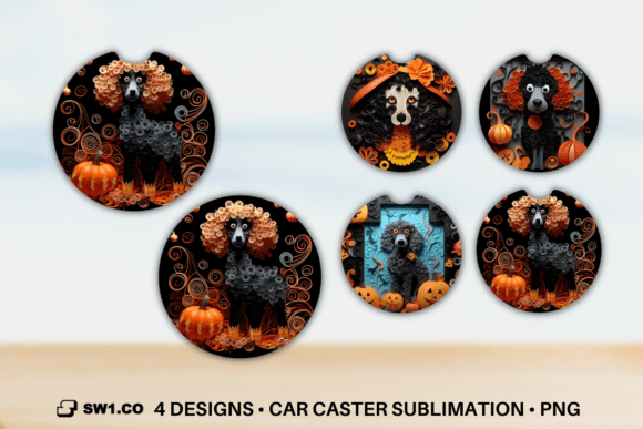 Paper Art Poodle Car Coaster Sublimation