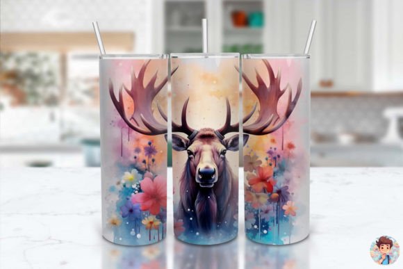 Strategic Use of 3D Watercolor Moose Flowers Tumbler Wrap for Enhanced Branding and Productivity