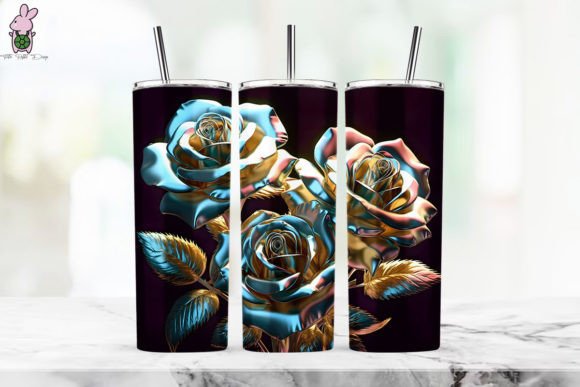 Transform Your Tumbler with 3D Tumbler Wrap Metallic Roses Lux 1